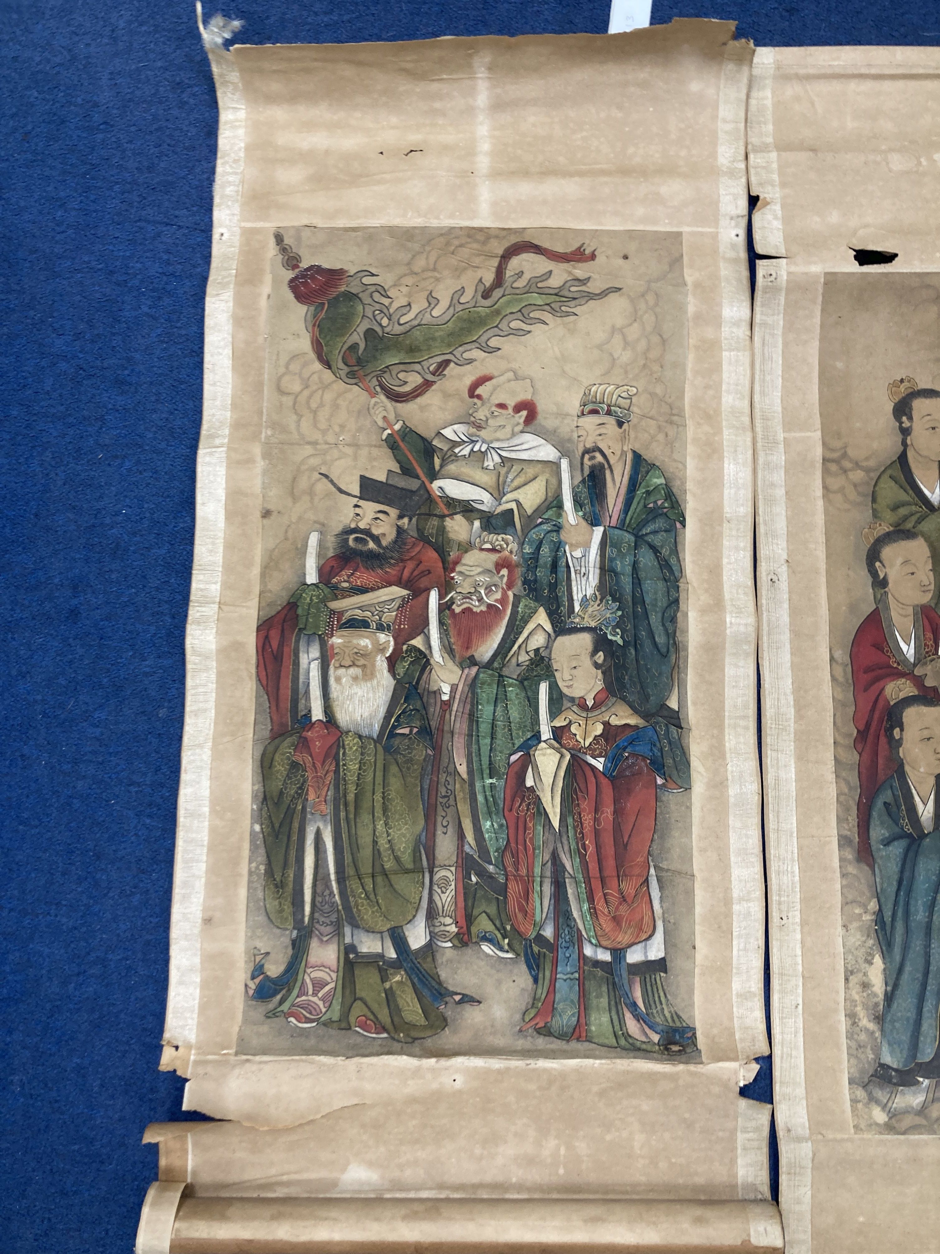 A set of ten Chinese scroll paintings on paper of immortals, early 20th century,